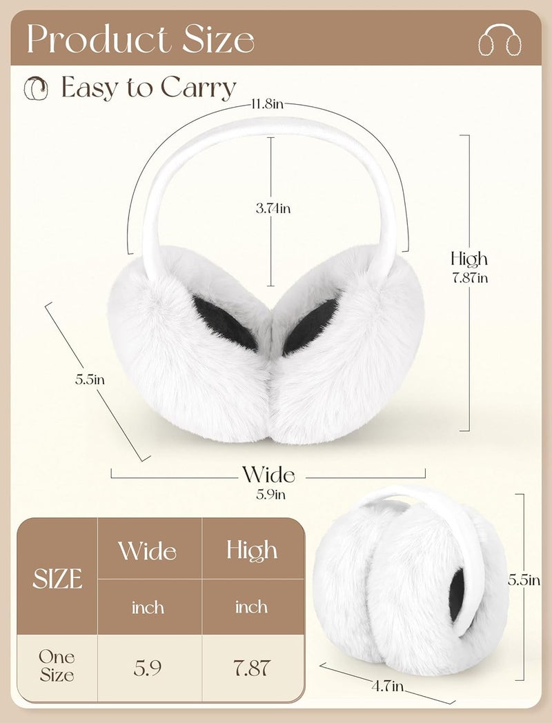 Lainlight Store Earmuffs for Women Winter Warm Foldable Ear Muffs Faux Fur Cute Fuzzy Ear Warmers for Girls Women - Image 2